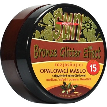 Vivaco Sun Glitter effect opalovací máslo s bio arganovým olejem SPF15 200 ml