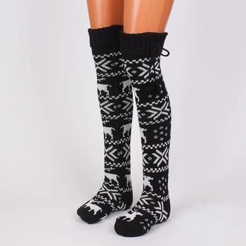 Image 1 of Дамски 7/8 чорапи в черно и бяло с коледен десен