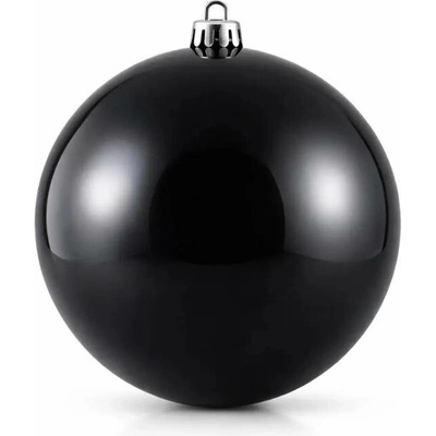 DECOLED Veľká vianočná ozdoba 20 cm plastová guľa čierna lesklá