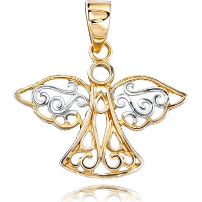 Minet JMG0169WGP00 Zlatý přívěs anděl v kombinaci žlutého a bílého zlata