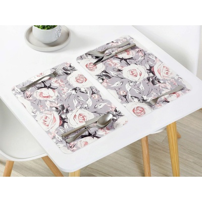 Dreamy Linens Prestieranie teflónové sivé Čajové ruže 30 x 40 cm