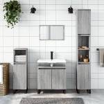 vidaXL Комплект шкафове за баня от 3 части инженерно дърво Сив сонома (3187803)