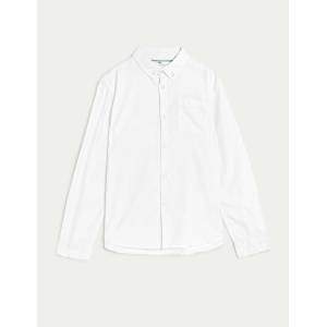 Marks & Spencer Оксфордска риза от чиста памучна тъкан (6-16 години) Marks & Spencer бяла Marks & Spencer | Byal | Момчешки | 7-8 години