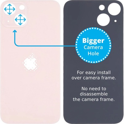 Kryt Apple iPhone 13 Sklo Zadného Housingu so Zväčšeným Otvorom na Kameru ružový