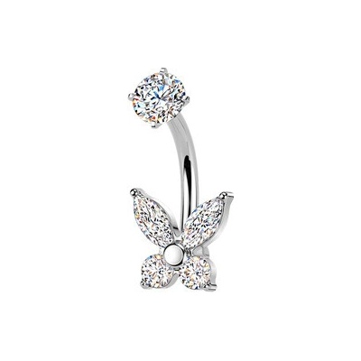 Šperky4U Ocelový piercing do pupíku motýlek BS1066