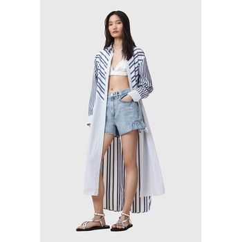 AllSaints Памучен къс панталон AllSaints ELIANA в синьо с изчистен дизайн с висока талия W062EC (W062EC)