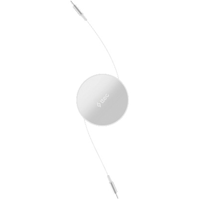 Data кабел ttec USB-C to USB-C Mini Retractable 100W PD/QC 120cm Fast Charge Cable, Lunar Shine - Бял