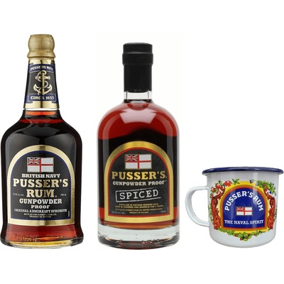 Pusser's Gunpowder Proof Rum + Pusser's Gunpowder Proof Spiced 54.5%, (set 1 x 0.7 L, 1 x 0.7 L)
