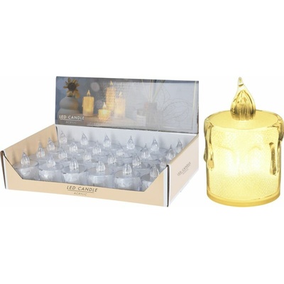Sviečka, vianočná, LED, teplá biela, 5 cm, predajný box 24 ks