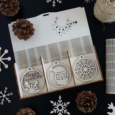 SENTOP | Vánoční ozdoby ze dřeva a plastu, vánoční dekorace dřevěné, dřevěné doplňky PR0096-Christmas decorati HEU-