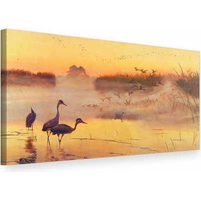 Obraz na plátne KRÁĽOVSTVO VTÁKOV – Jozef Chelmoński - 80x50 cm