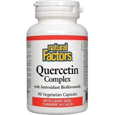 Natural Factors Quercetin Complex/ Кверцетин комплекс с Биофлавоноиди + гроздово семе, куркума и коензим Q10 х 90 капсули Natural Factors (1388 NF)