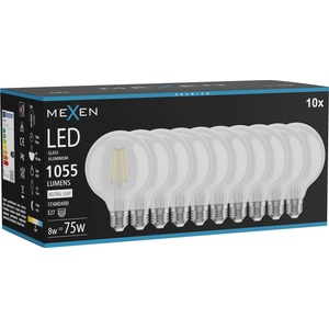 Mexen Vintis 10x LED крушка с нажежаема жичка E27, G95, 8W, Неутрална - 4000K, 1055 lm, (L157-E27-0840-00x10)