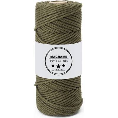 Bavlněná šňůra KaFanta Premium 3PLY 3mm - khaki