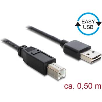 Delock Кабел, EASY-USB 2.0 тип A конекторна букса USB 2.0 тип B конекторна букса, 0, 5 м, черен