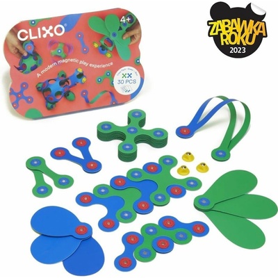 Clixo Flexibilná magnetická stavebnica 30 ks Modrá/zelená