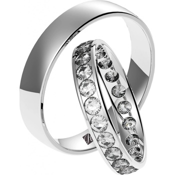 Blink Blink Celokameňove svadobné obrúčky z bieleho zlata 8066 BL