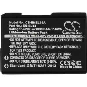 Cameron sino Батерия за апарат NIKON EN-EL14, 7.4V, 1030mAh, Li-Ion, Cameron Sino