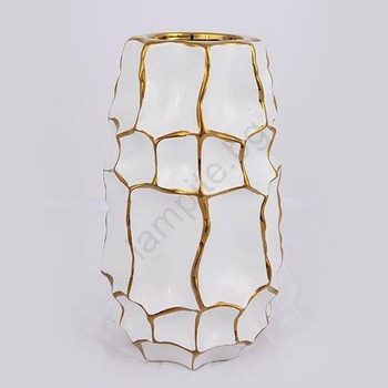 Eurolamp Керамична ваза 25x14, 5 см златист/бял (EU0516)