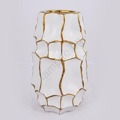 Eurolamp Керамична ваза 25x14, 5 см златист/бял (EU0516)