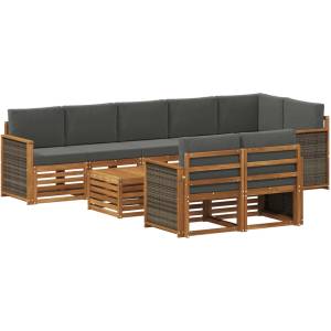 vidaXL Комплект дивани за открито 8 бр. Натурален и Антрацит (3384528)