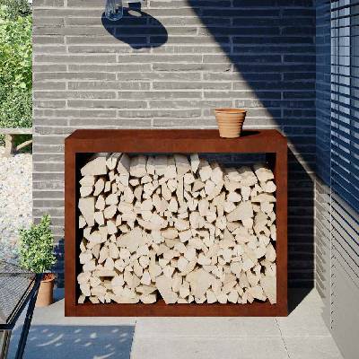 vidaXL Стойка за дърва за огрев 100x40x80 cm Патинираща стомана (850981)