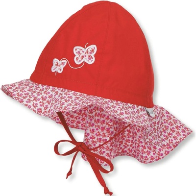 Sterntaler Лятна детска шапка с UV 30+ защита Sterntaler - Червена с пеперуди, 51 cm, 18-24 месесца (1411911-807)