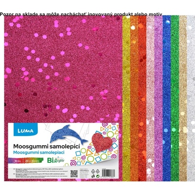 Dekoračná guma A4 mosguma 10ks mix farba glitter s flitrami samolepiaca