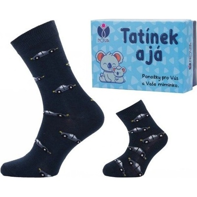 TATÍNEK A JÁ kojenecké a dospělé ponožky NOVIA v dárkové krabičce auta 1 krabička