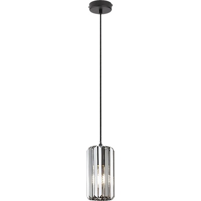 Veness, indoor pendant lamp, matte black metal lamp with tinted colour glass shade, E27 1xMAX40W, shade: H20cm, D10, 5cm, (72254)