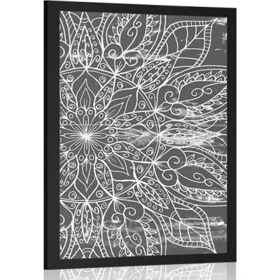 Plakát textura Mandaly v černobílém provedení - 40x60 silver