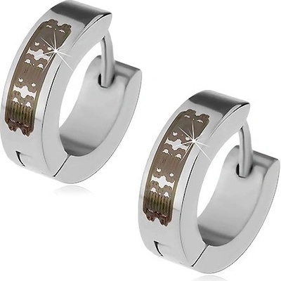 Šperky eshop ocelové náušnice barvy kroužky s černým vzorem kloubové X14.08