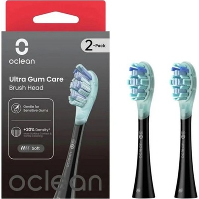 Oclean Комплект 2 бр. резервни глави за ел. четка за зъби Oclean Ultra Gum Care Brush Head, Мека, Черни (6970810553567)