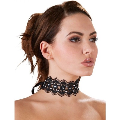 Obojek krajkový Cottelli Collection RHINESTONE CHOKER black – Zboží Dáma