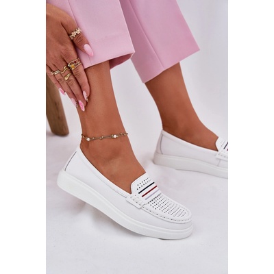 Evento Dámské Kožené Mokasíny Bílé Dovema šedá