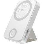 Promate Външна батерия ProMate, PowerMag-Trio. White 10000mAh 15W Magsafe Charger Powerbank w/ 2.5W Apple Watch Charger, 20W PD USB-C Input/Output, Kickstand - Бяла