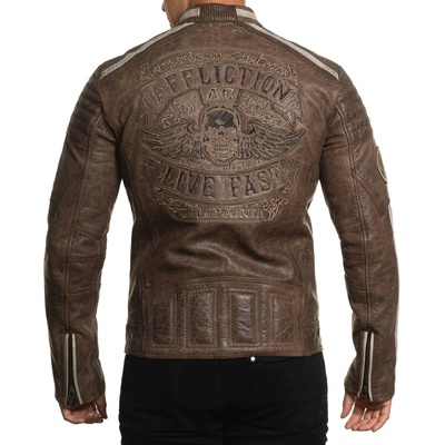 AFFLICTION мъжко яке affliction - black skull - ТЪМНО КАФЯВО - 110ow414-dkbr