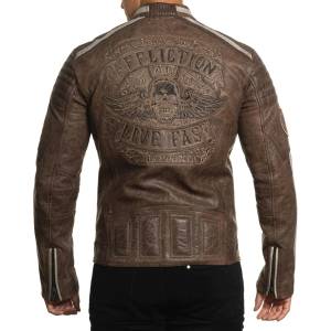 AFFLICTION мъжко яке affliction - black skull - ТЪМНО КАФЯВО - 110ow414-dkbr