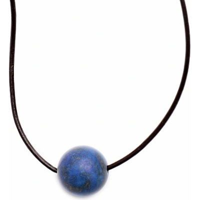Nefertitis Lapis lazuli satinovaný korálek na kožené šňůrce NF17584