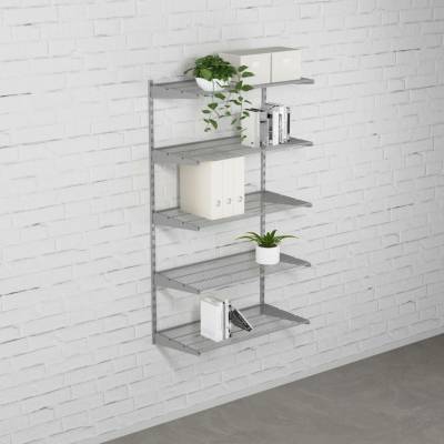 Walteco Nástěnná regálová sestava SINGLE, 1500x830 mm, stříbrná 330 mm , SHSIS300