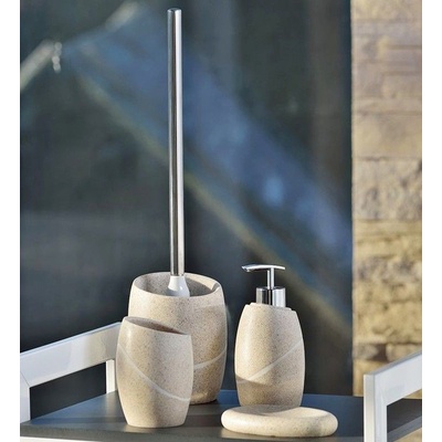 Kela line TALUS Stojan s WC štětkou - poly/přírodní kámen - béžová (š. 11 cm, v. 45 cm) - 20298