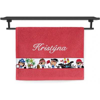 Povlečení Plus dětský ručník se jménem na přání 30 x 50 cm piráti červení
