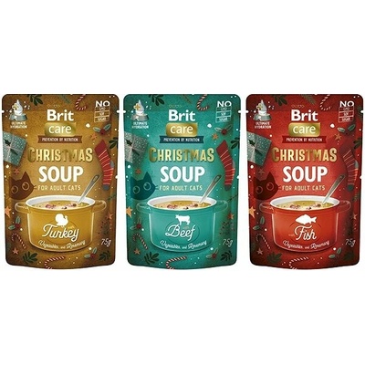 Brit Care Cat Mix Vianočních kapsiček ryba morka hovadzie 3 x 75 g