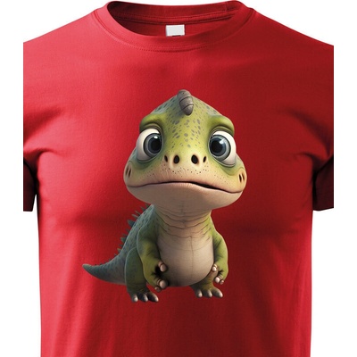 Dětské triko Dinosaurus zelený červená