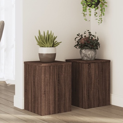 vidaXL Стойки за растения 2 бр кафяв дъб 25x25x35 см инженерно дърво (852912)