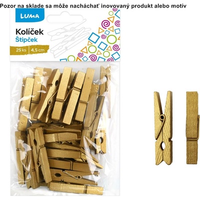 Dekoráčný štipec drevený 4,5cm 25ks zlatý