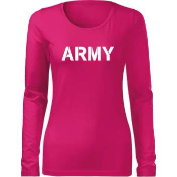 DRAGOWA Slim дамска тениска с дълъг ръкав, Army, розова, 160г/м2 (6022)