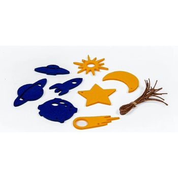 Spira Комплект от 8 коледни украси от жълт и син филц - Spira (3980325)