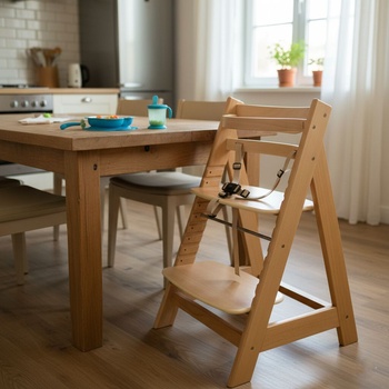 Pepita Rustica конвертируем дървен висок стол 3в1 с предпазен колан - кафяво (KF-WC001)