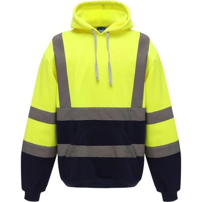 Yoko mikina HVK05 Hi-Vis s kapucí výstražná žlutáFluorescent/navy